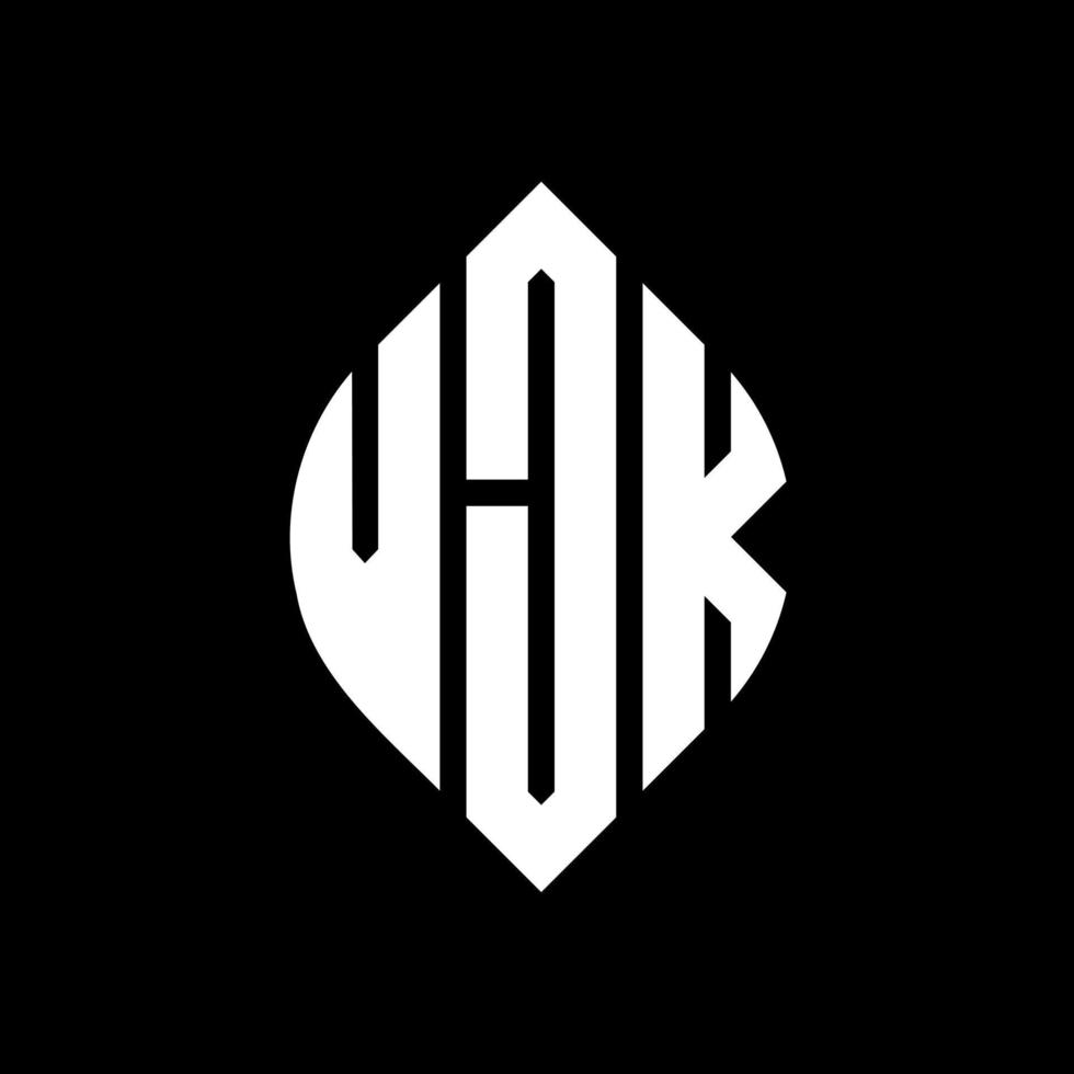 vjk cirkel letter logo ontwerp met cirkel en ellipsvorm. vjk ellipsletters met typografische stijl. de drie initialen vormen een cirkellogo. vjk cirkel embleem abstracte monogram brief mark vector. vector