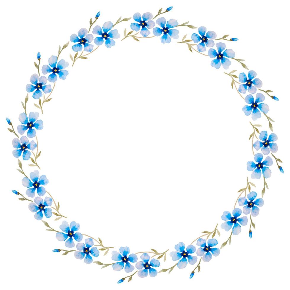 aquarel krans met blauwe bloemen op een witte achtergrond. vector