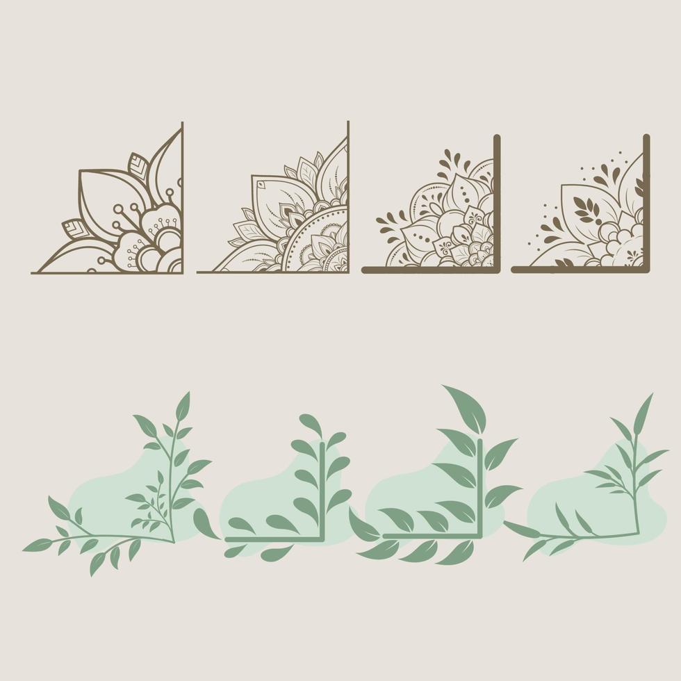 bloemen hoekvormen met organische vormen, bladeren grens frame illustratie vector