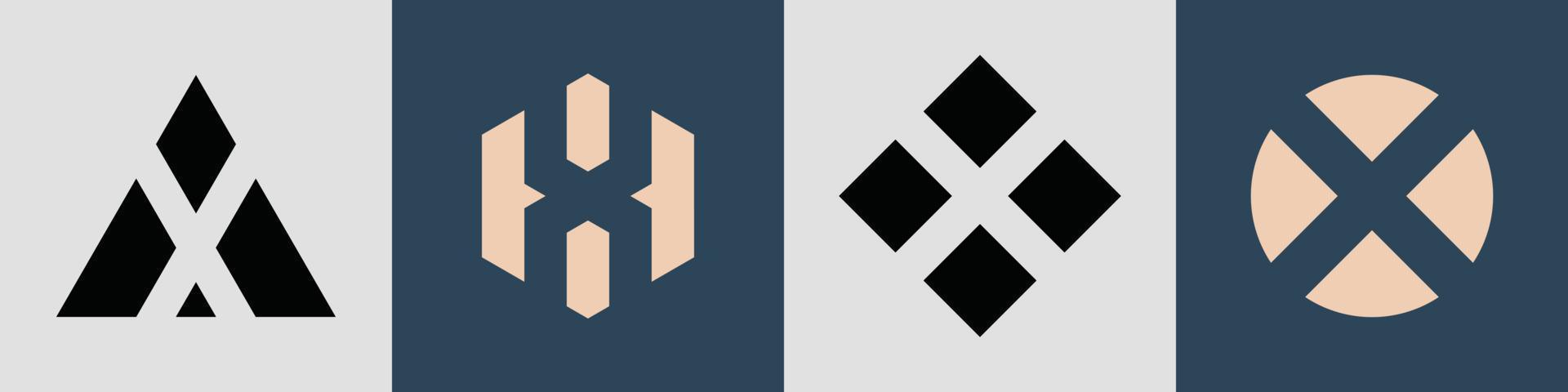 creatieve eenvoudige beginletters x logo-ontwerpbundel. vector