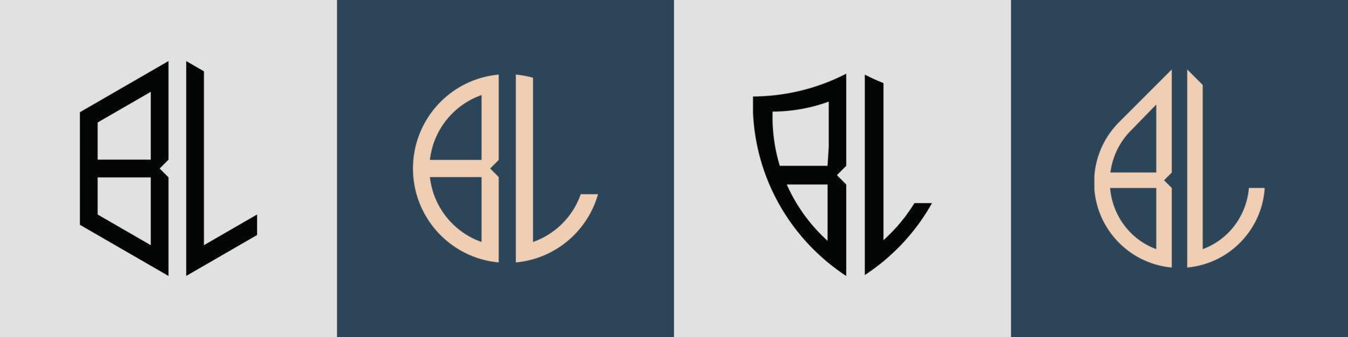 creatieve eenvoudige beginletters bl logo ontwerpen bundel. vector