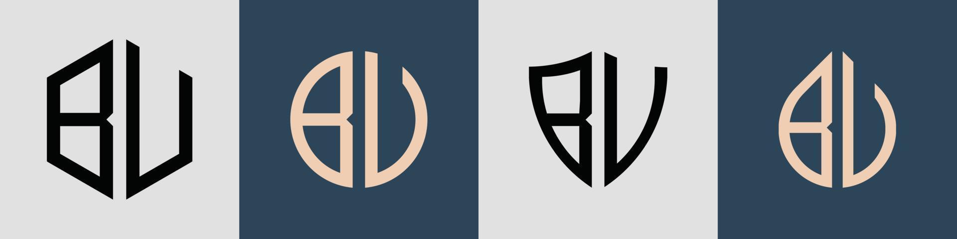 creatieve eenvoudige beginletters bu logo-ontwerpen bundel. vector