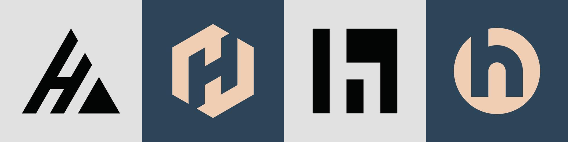 creatieve eenvoudige beginletters h logo-ontwerpbundel. vector