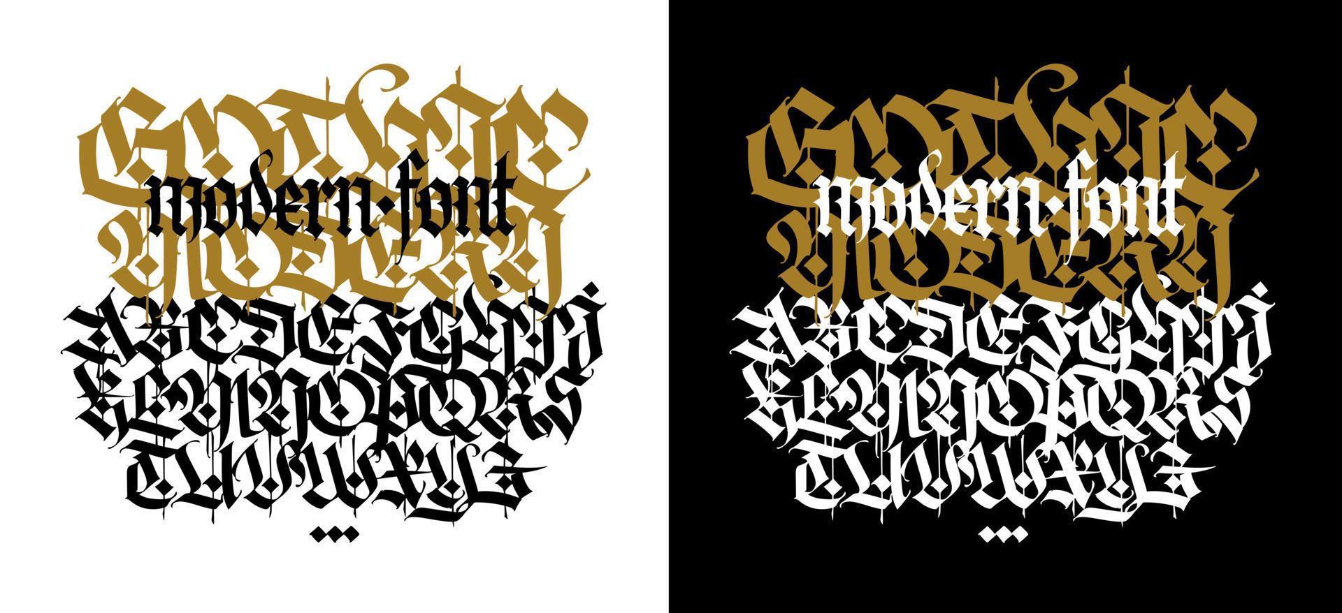 gotisch. vector. zwarte hoofdletters op een witte achtergrond. mooie en stijlvolle kalligrafie. elegant europees lettertype voor design. middeleeuwse moderne stijl. vector