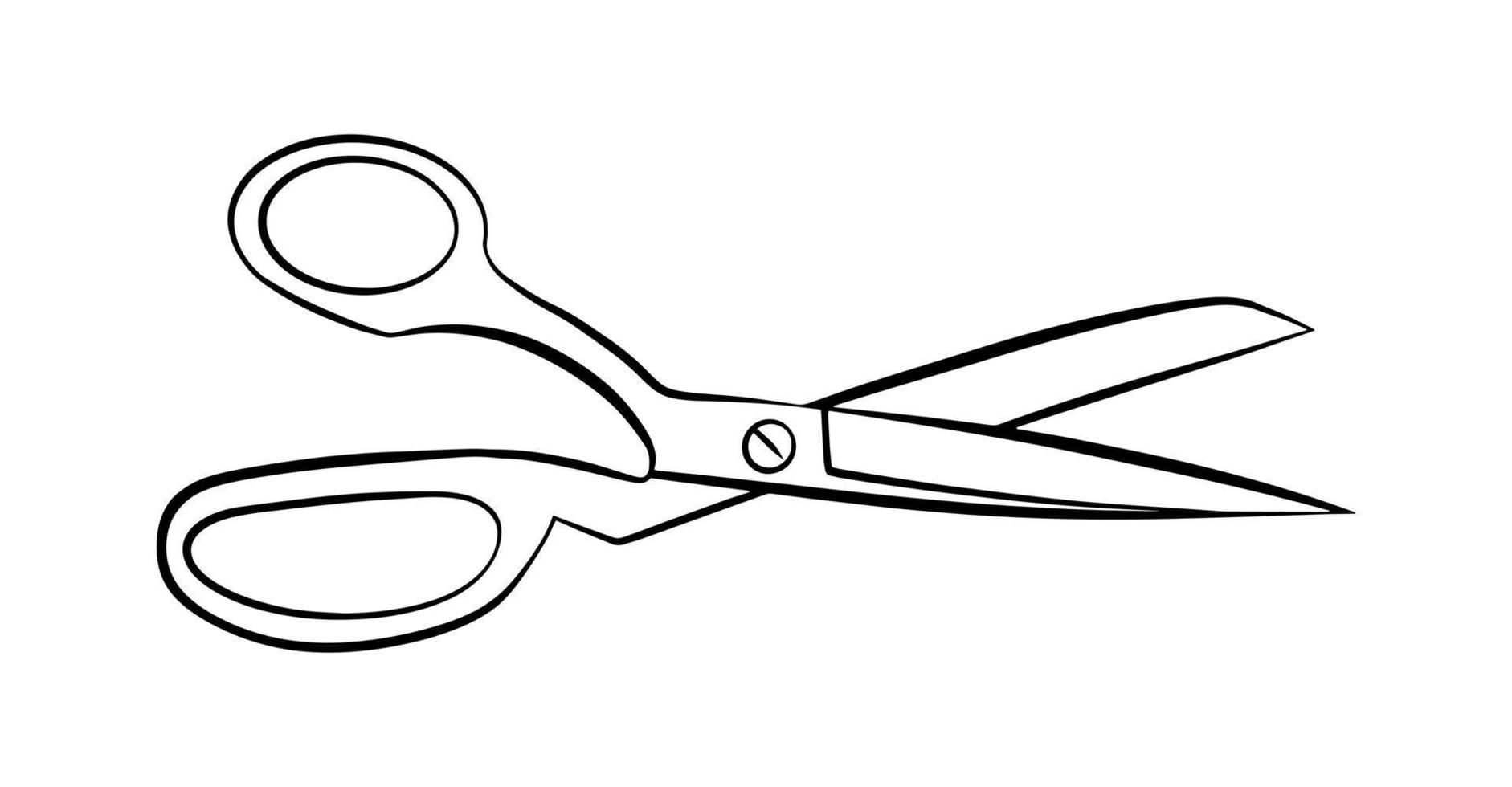 Taylor schaar overzicht pictogram geïsoleerde grafische vorm, eenvoudige doodle lineaire logo, snijden embleem teken. vector