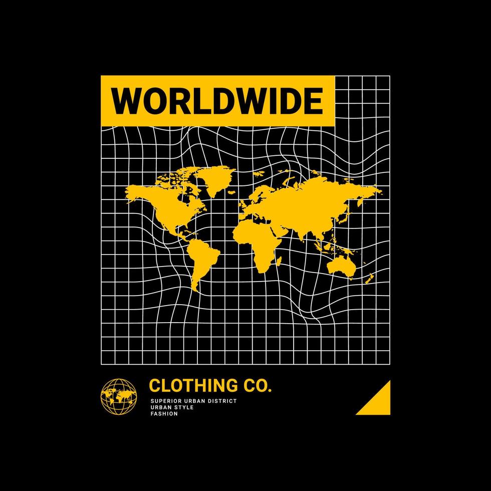 wereldwijd schrijfontwerp, geschikt voor het zeefdrukken van t-shirts, kleding, jassen en andere vector