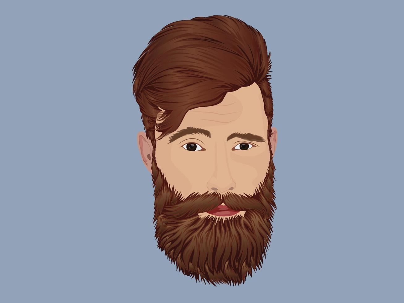 lange man baard zonder gezicht handgetekende vector modieuze hipster baard met snor