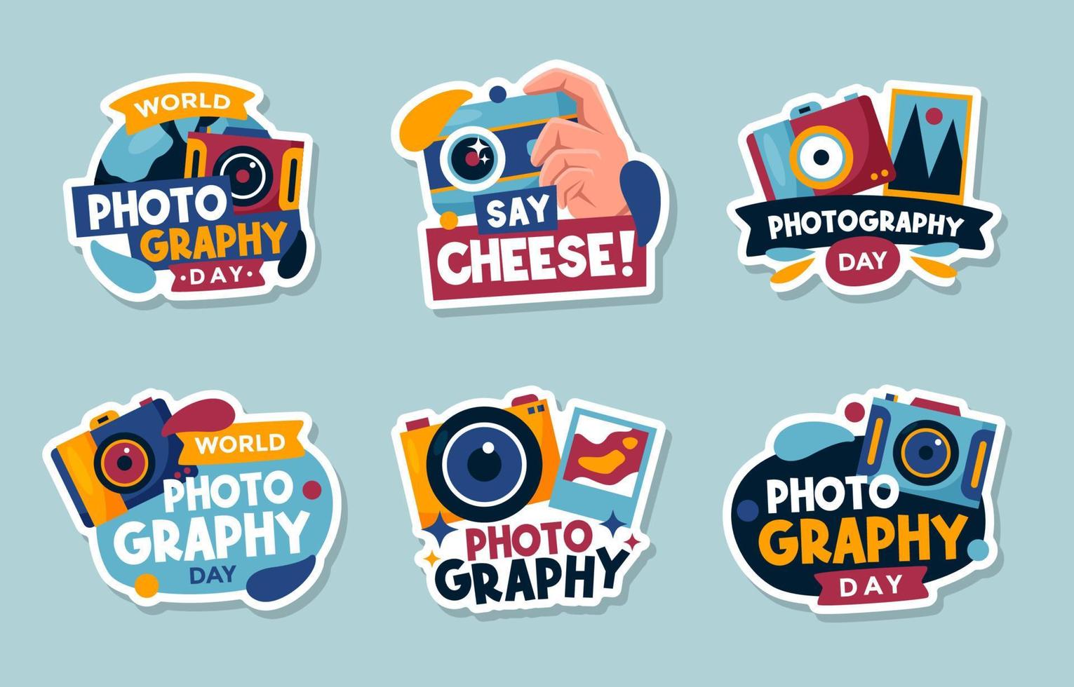 wereld fotografie stickers set vector