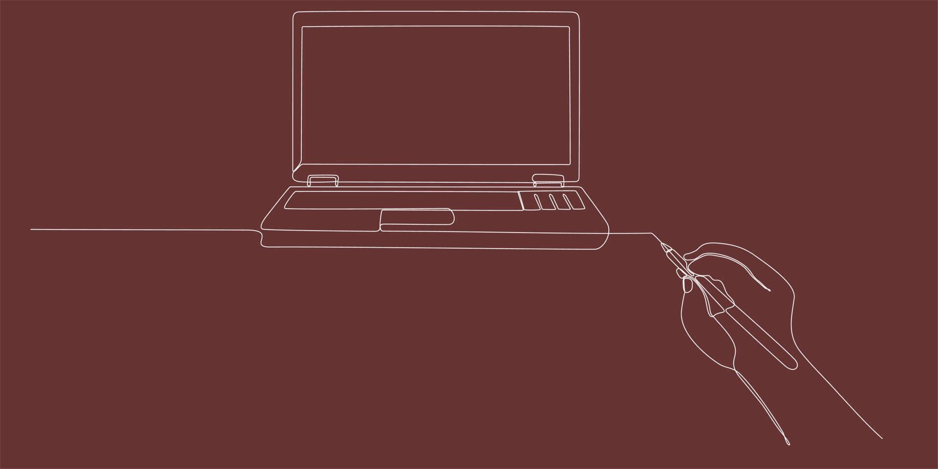 hand getekende business concept schets van laptop en desktop computer mok vector