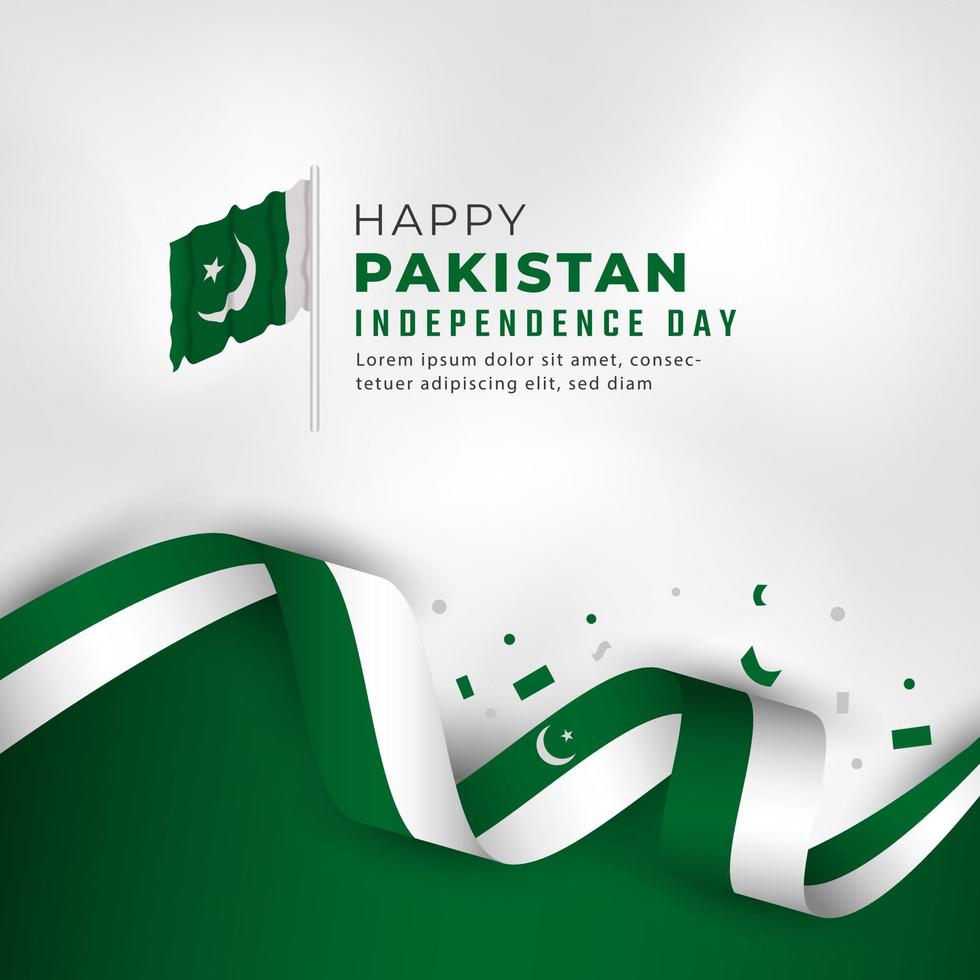gelukkige dag van de onafhankelijkheid van Pakistan 14 augustus viering vectorillustratie ontwerp. sjabloon voor poster, banner, reclame, wenskaart of printontwerpelement vector