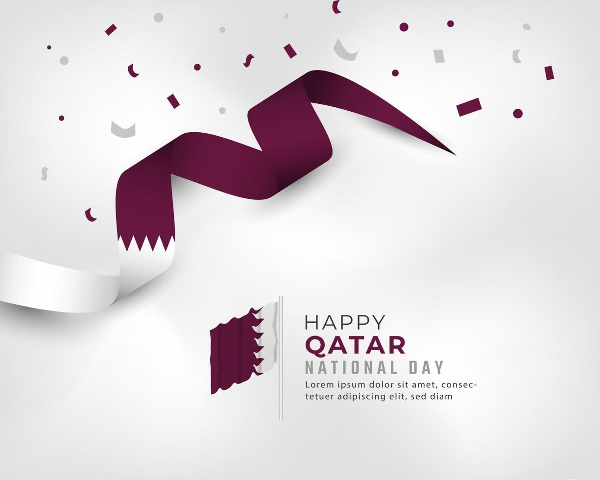 happy qatar nationale feestdag 18 december viering vectorillustratie ontwerp. sjabloon voor poster, banner, reclame, wenskaart of printontwerpelement vector