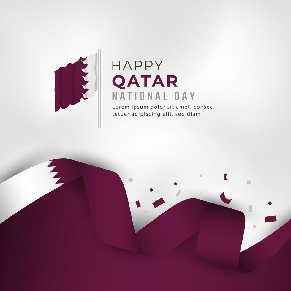 happy qatar nationale feestdag 18 december viering vectorillustratie ontwerp. sjabloon voor poster, banner, reclame, wenskaart of printontwerpelement vector