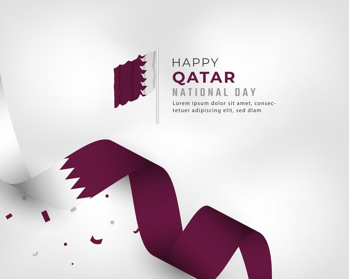 happy qatar nationale feestdag 18 december viering vectorillustratie ontwerp. sjabloon voor poster, banner, reclame, wenskaart of printontwerpelement vector