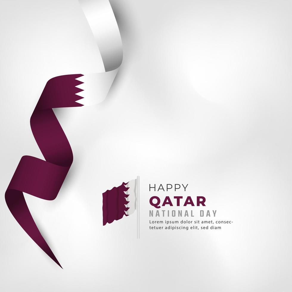 happy qatar nationale feestdag 18 december viering vectorillustratie ontwerp. sjabloon voor poster, banner, reclame, wenskaart of printontwerpelement vector