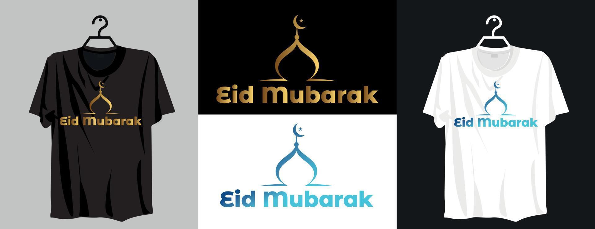 eid al fitr of eid al adha t-shirtontwerp met bewerkbare moskeevector vector