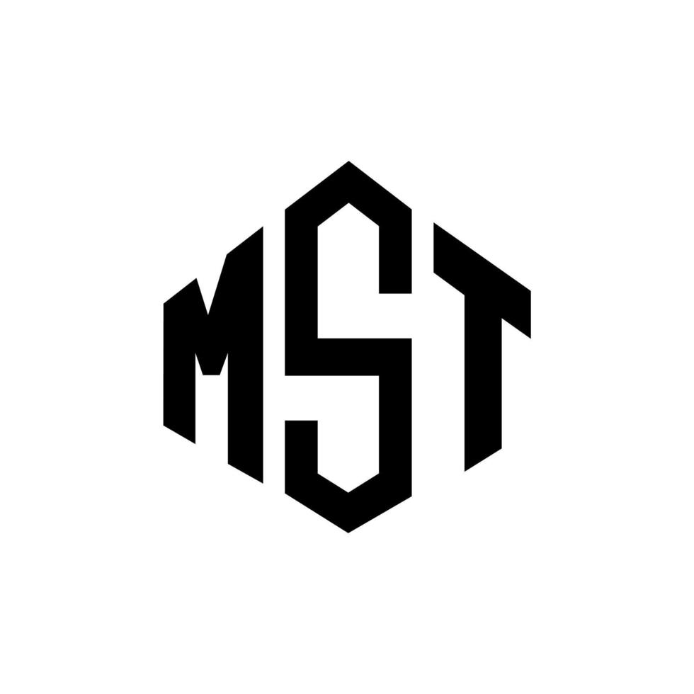 mst letter logo-ontwerp met veelhoekvorm. mst veelhoek en kubusvorm logo-ontwerp. mst zeshoek vector logo sjabloon witte en zwarte kleuren. mst monogram, business en onroerend goed logo.