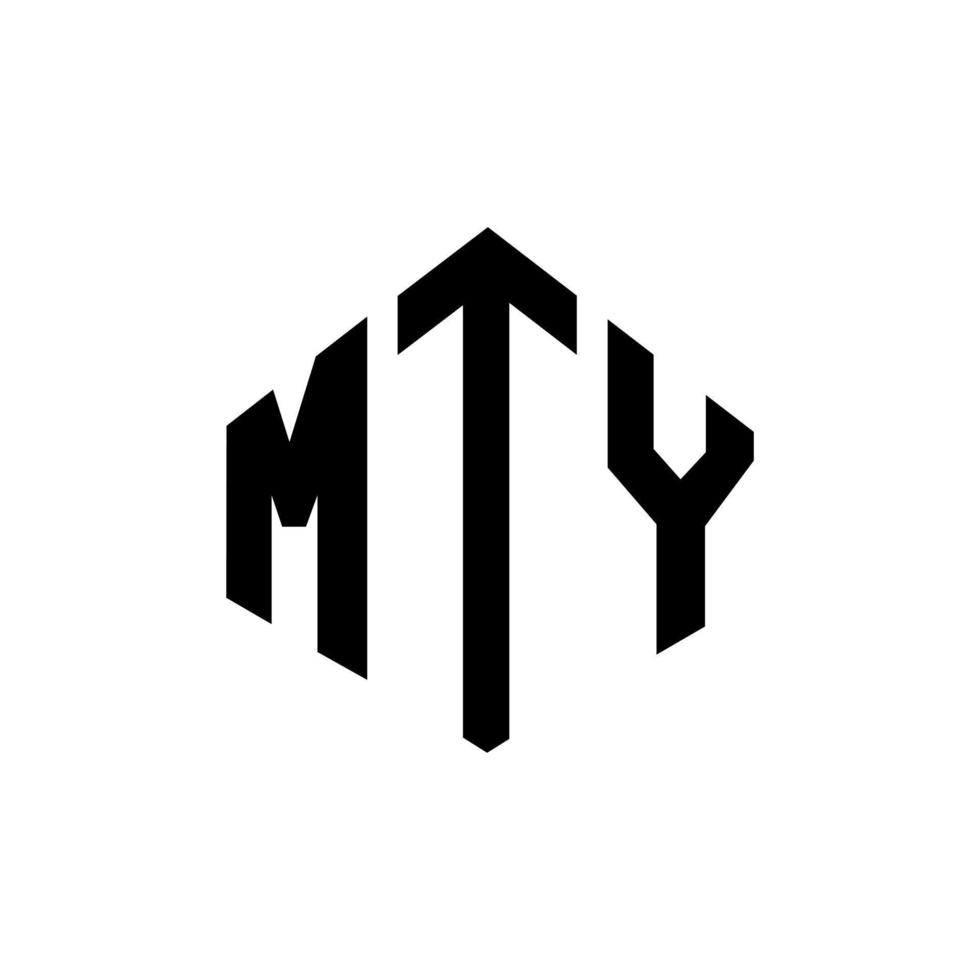 mty letter logo-ontwerp met veelhoekvorm. mty veelhoek en kubusvorm logo-ontwerp. mty zeshoek vector logo sjabloon witte en zwarte kleuren. mty monogram, business en onroerend goed logo.
