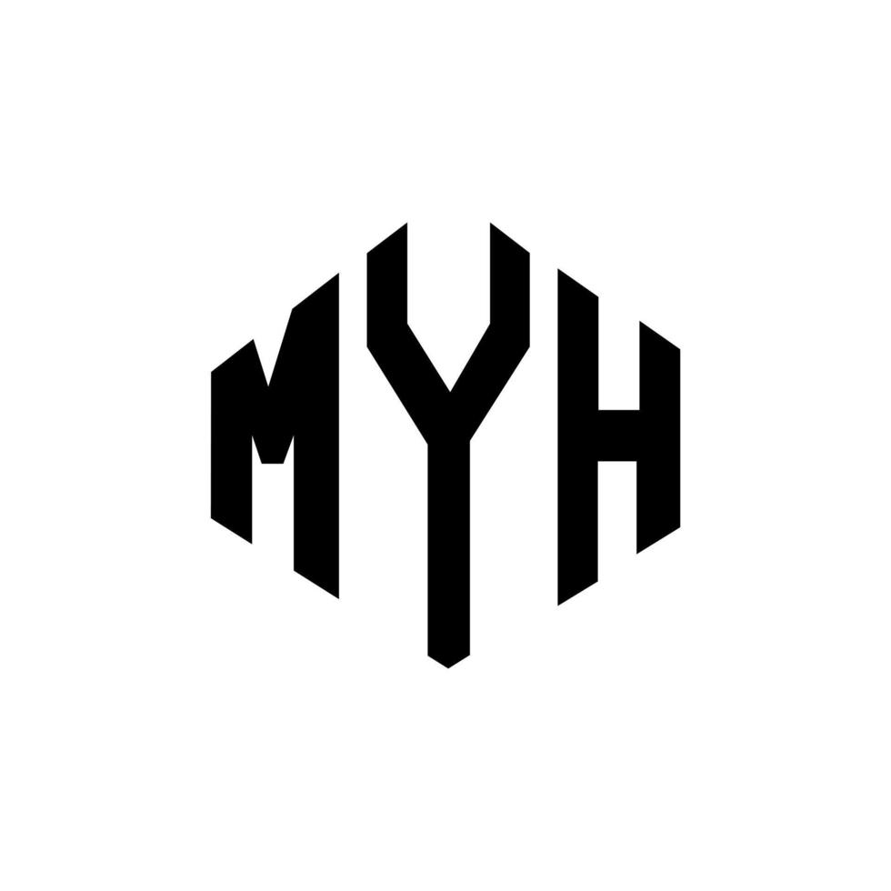 myh letter logo-ontwerp met veelhoekvorm. myh veelhoek en kubusvorm logo-ontwerp. myh zeshoek vector logo sjabloon witte en zwarte kleuren. myh monogram, business en onroerend goed logo.