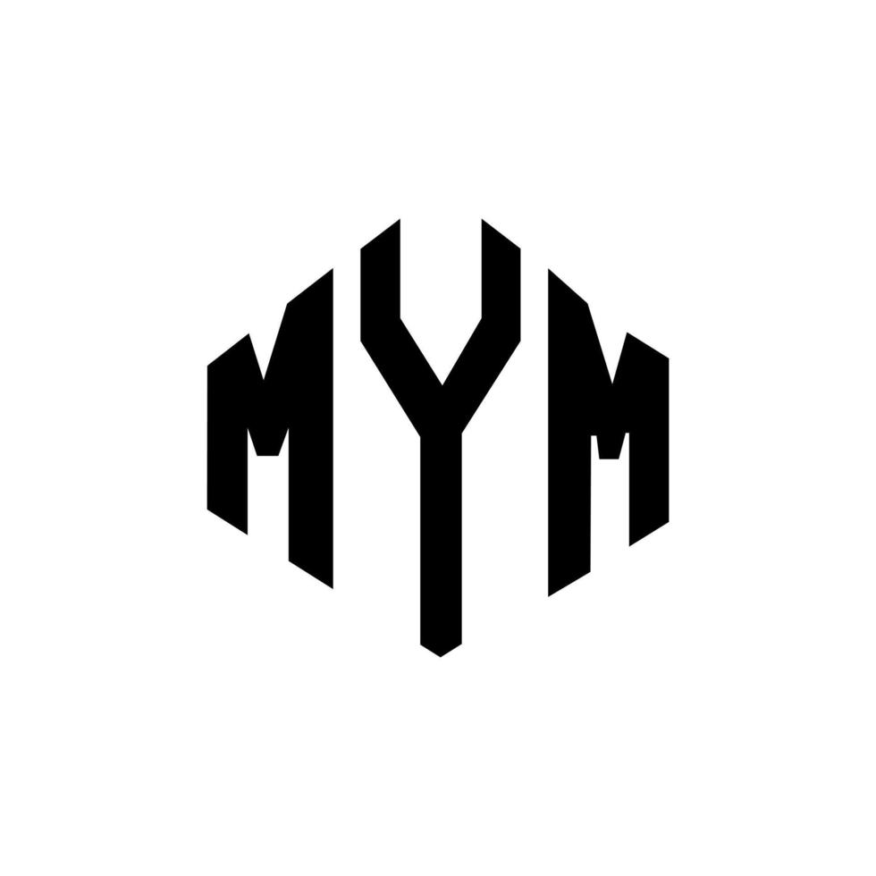 mym letter logo-ontwerp met veelhoekvorm. mym veelhoek en kubusvorm logo-ontwerp. mym zeshoek vector logo sjabloon witte en zwarte kleuren. mym monogram, business en onroerend goed logo.