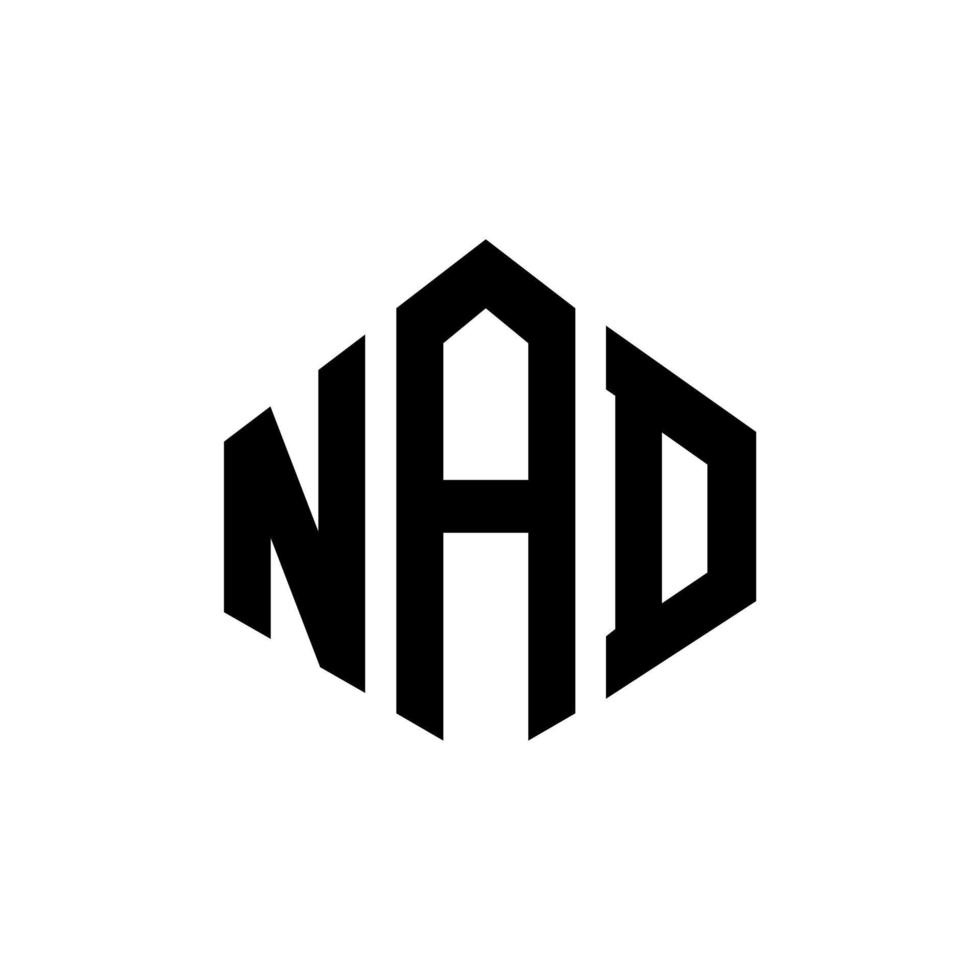 nad letter logo-ontwerp met veelhoekvorm. nad veelhoek en kubusvorm logo-ontwerp. nad zeshoek vector logo sjabloon witte en zwarte kleuren. nad monogram, bedrijfs- en onroerend goed logo.