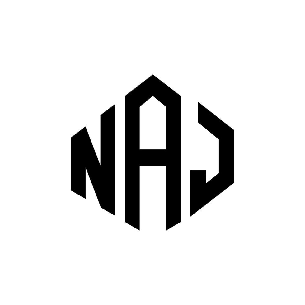 naj letter logo-ontwerp met veelhoekvorm. naj veelhoek en kubusvorm logo-ontwerp. naj zeshoek vector logo sjabloon witte en zwarte kleuren. naj monogram, bedrijfs- en onroerend goed logo.