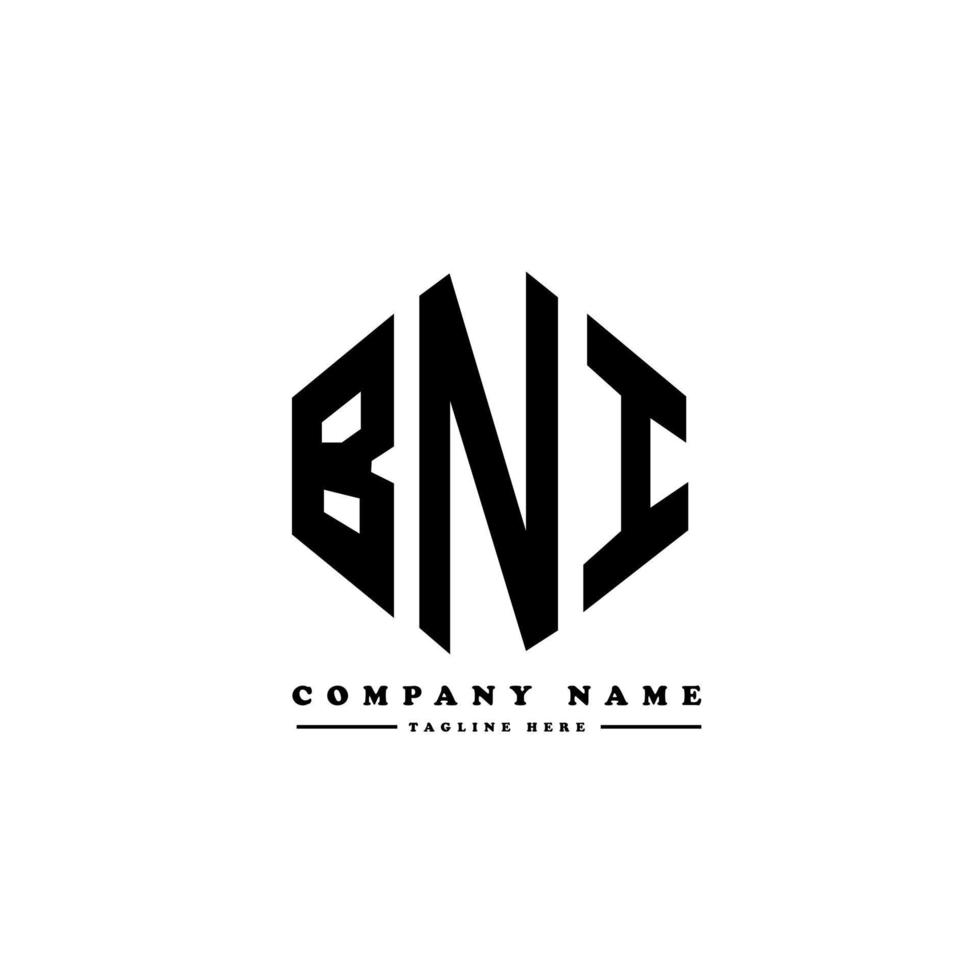 bni letter logo-ontwerp met veelhoekvorm. bni veelhoek en kubusvorm logo-ontwerp. bni zeshoek vector logo sjabloon witte en zwarte kleuren. bni-monogram, bedrijfs- en onroerendgoedlogo.