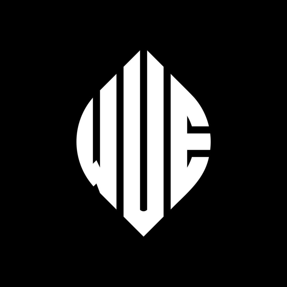 wue cirkel letter logo ontwerp met cirkel en ellipsvorm. wue ellipsletters met typografische stijl. de drie initialen vormen een cirkellogo. wue cirkel embleem abstracte monogram brief mark vector. vector