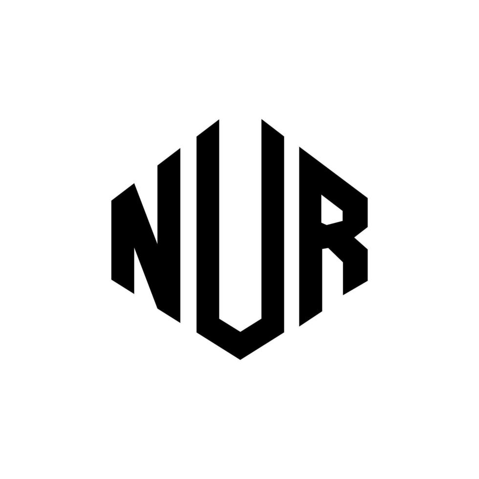 nur letter logo-ontwerp met veelhoekvorm. nur veelhoek en kubusvorm logo-ontwerp. nur zeshoek vector logo sjabloon witte en zwarte kleuren. nur monogram, business en onroerend goed logo.