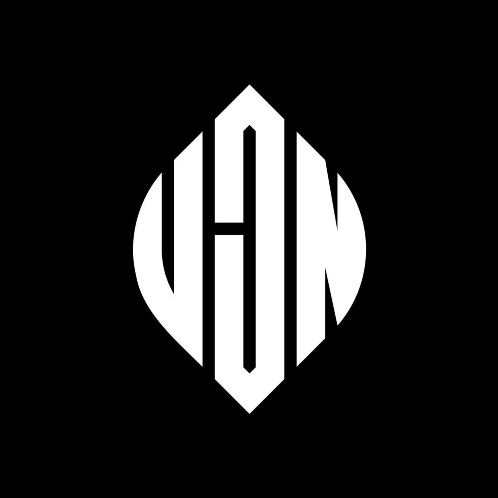 ujn cirkel letter logo ontwerp met cirkel en ellipsvorm. ujn ellipsletters met typografische stijl. de drie initialen vormen een cirkellogo. ujn cirkel embleem abstracte monogram brief mark vector. vector