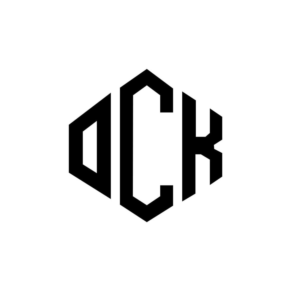 ock letter logo-ontwerp met veelhoekvorm. ock veelhoek en kubusvorm logo-ontwerp. ock zeshoek vector logo sjabloon witte en zwarte kleuren. ock-monogram, bedrijfs- en onroerendgoedlogo.