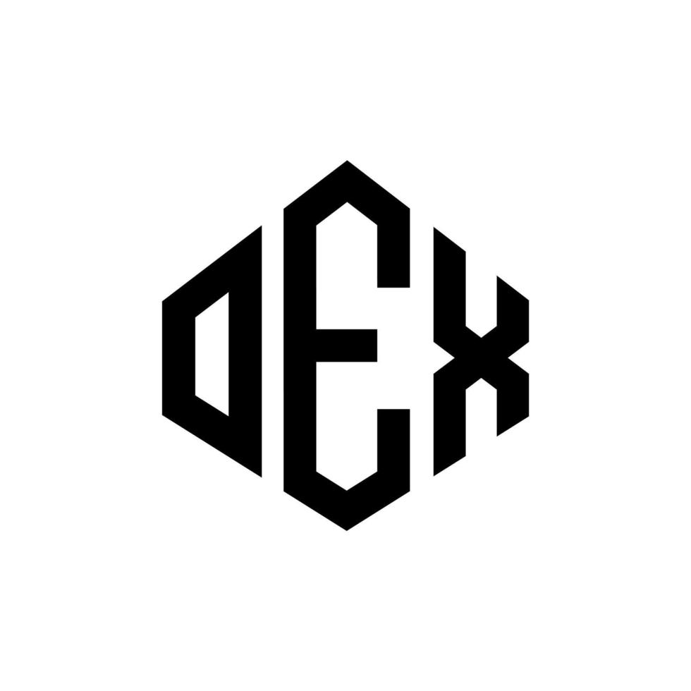 oex letter logo-ontwerp met veelhoekvorm. oex veelhoek en kubusvorm logo-ontwerp. oex zeshoek vector logo sjabloon witte en zwarte kleuren. oex-monogram, bedrijfs- en onroerendgoedlogo.