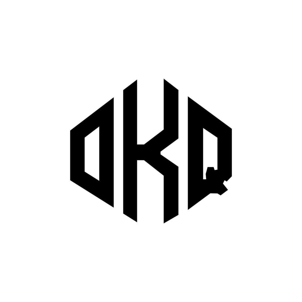 okq letter logo-ontwerp met veelhoekvorm. okq logo-ontwerp met veelhoek en kubusvorm. okq zeshoek vector logo sjabloon witte en zwarte kleuren. okq monogram, bedrijfs- en onroerend goed logo.