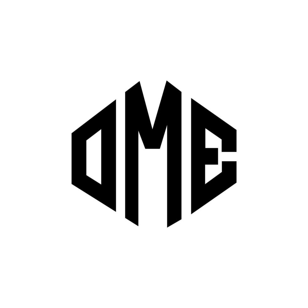 ome letter logo-ontwerp met veelhoekvorm. ome veelhoek en kubusvorm logo-ontwerp. ome zeshoek vector logo sjabloon witte en zwarte kleuren. ome monogram, bedrijfs- en onroerend goed logo.