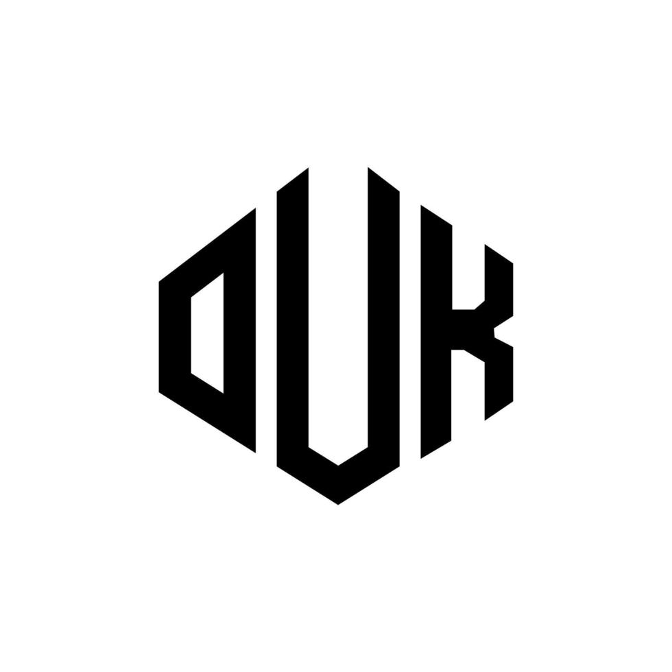 ouk letter logo-ontwerp met veelhoekvorm. ouk veelhoek en kubusvorm logo-ontwerp. ouk zeshoek vector logo sjabloon witte en zwarte kleuren. ouk monogram, business en onroerend goed logo.