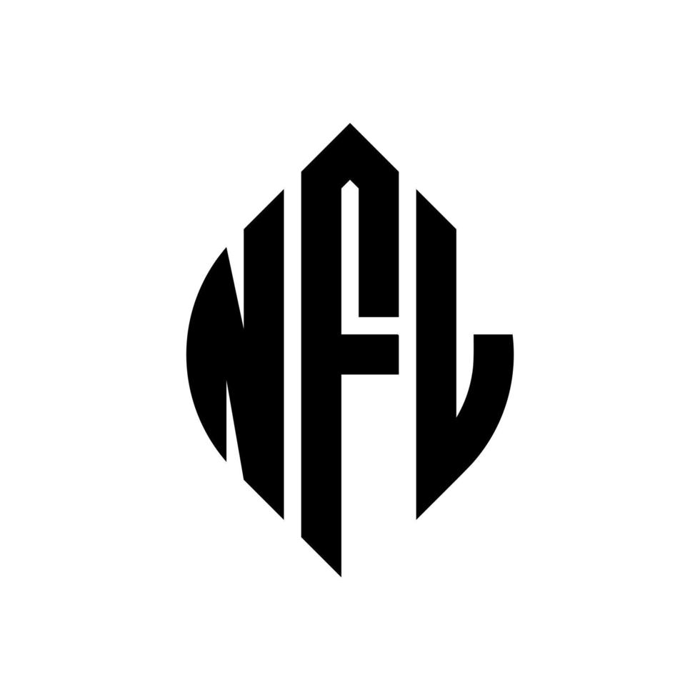 NFL cirkel letter logo-ontwerp met cirkel en ellipsvorm. nfl ellipsletters met typografische stijl. de drie initialen vormen een cirkellogo. nfl cirkel embleem abstracte monogram brief mark vector. vector