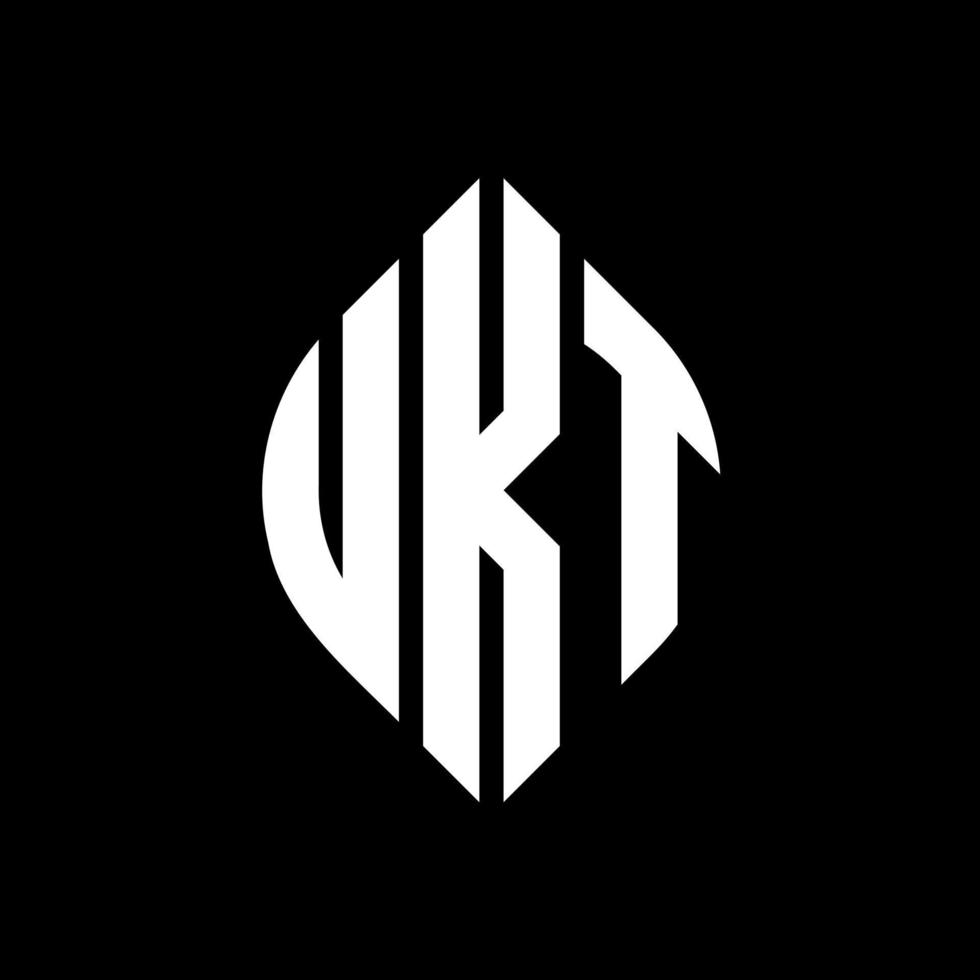 ukt cirkel letter logo ontwerp met cirkel en ellipsvorm. ukt ellipsletters met typografische stijl. de drie initialen vormen een cirkellogo. ukt cirkel embleem abstracte monogram brief mark vector. vector