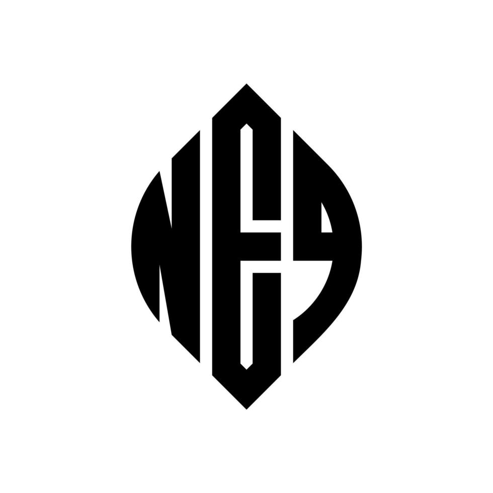 neq cirkel letter logo-ontwerp met cirkel en ellipsvorm. neq ellipsletters met typografische stijl. de drie initialen vormen een cirkellogo. neq cirkel embleem abstracte monogram brief mark vector. vector