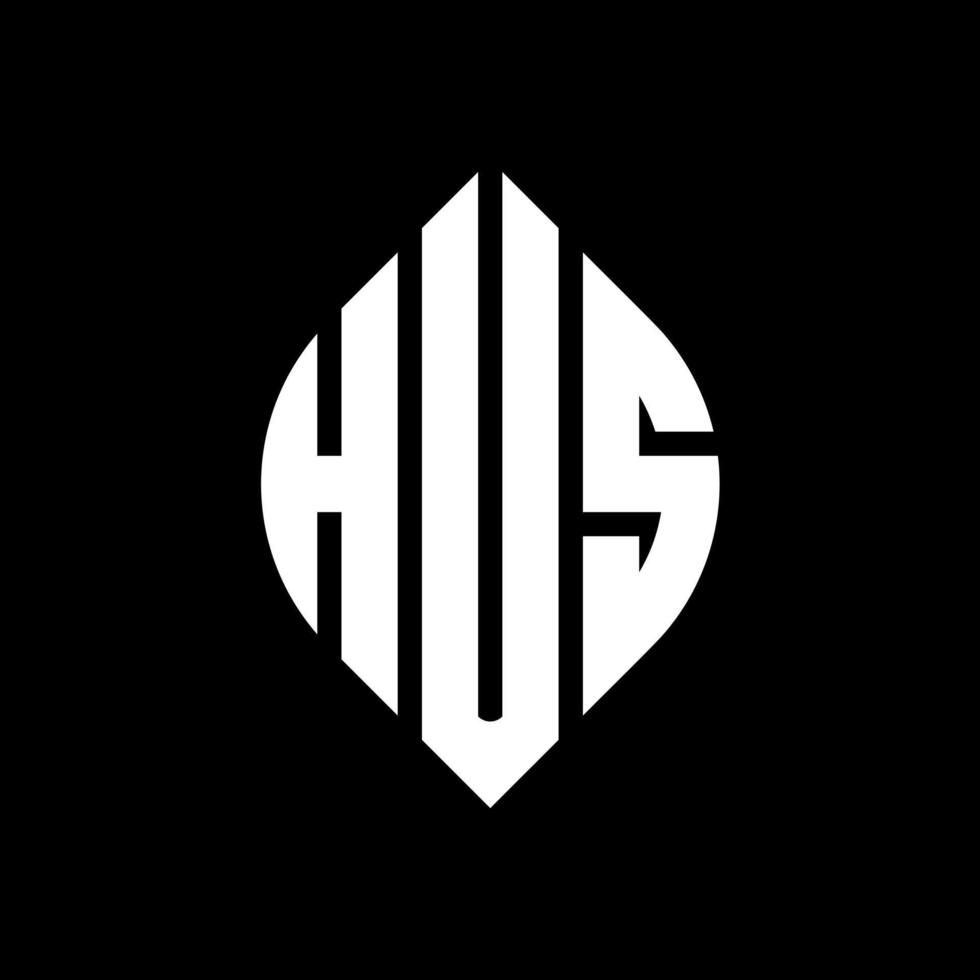 hus cirkel letter logo ontwerp met cirkel en ellipsvorm. hus ellipsletters met typografische stijl. de drie initialen vormen een cirkellogo. hus cirkel embleem abstracte monogram brief mark vector. vector