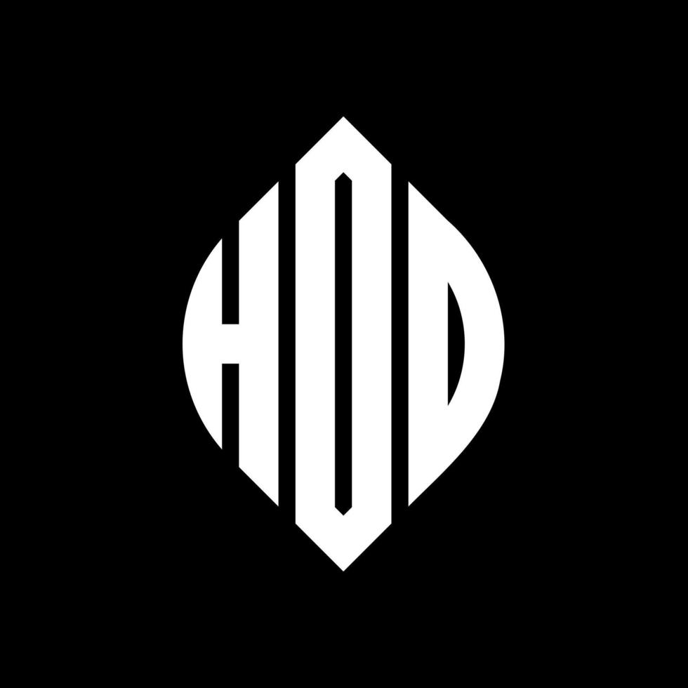 hod cirkel letter logo-ontwerp met cirkel en ellipsvorm. hod ellips letters met typografische stijl. de drie initialen vormen een cirkellogo. hod cirkel embleem abstracte monogram brief mark vector. vector