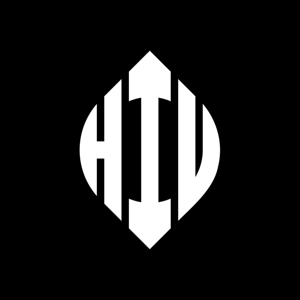 hiu cirkel letter logo ontwerp met cirkel en ellipsvorm. hiu ellipsletters met typografische stijl. de drie initialen vormen een cirkellogo. hiu cirkel embleem abstracte monogram brief mark vector. vector