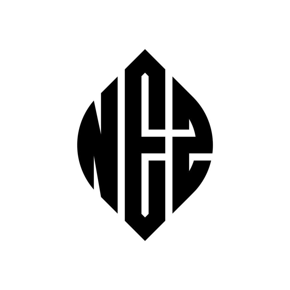 nez cirkel letter logo-ontwerp met cirkel en ellipsvorm. nez ellipsletters met typografische stijl. de drie initialen vormen een cirkellogo. nez cirkel embleem abstracte monogram brief mark vector. vector