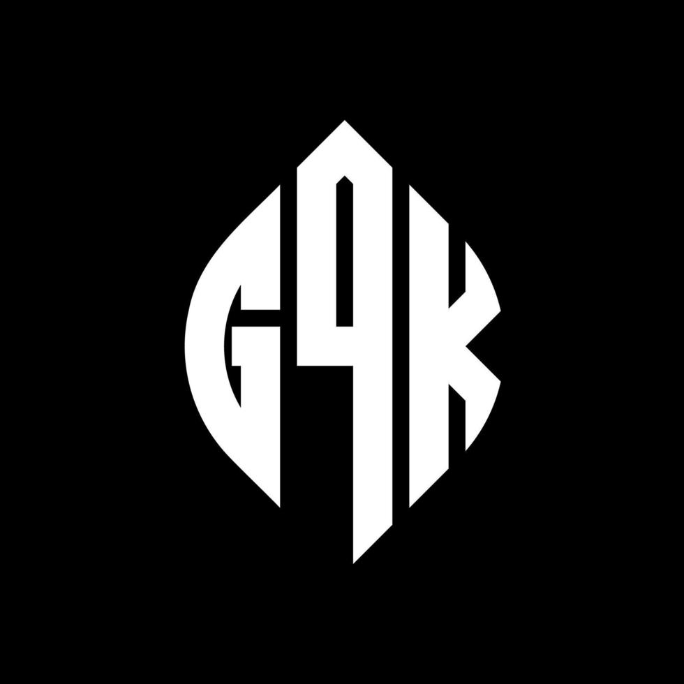 gqk cirkel letter logo ontwerp met cirkel en ellipsvorm. gqk ellipsletters met typografische stijl. de drie initialen vormen een cirkellogo. gqk cirkel embleem abstracte monogram brief mark vector. vector