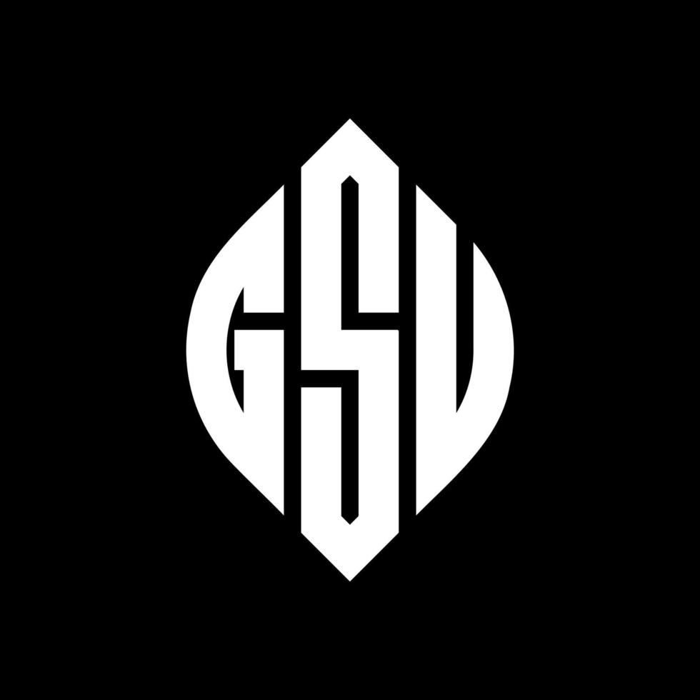 gsu cirkel letter logo ontwerp met cirkel en ellipsvorm. gsu ellipsletters met typografische stijl. de drie initialen vormen een cirkellogo. gsu cirkel embleem abstracte monogram brief mark vector. vector