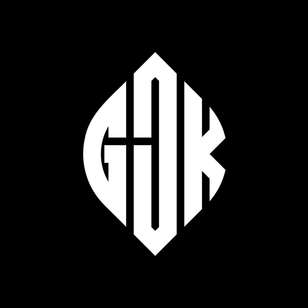 gjk cirkel letter logo ontwerp met cirkel en ellipsvorm. gjk ellipsletters met typografische stijl. de drie initialen vormen een cirkellogo. gjk cirkel embleem abstracte monogram brief mark vector. vector