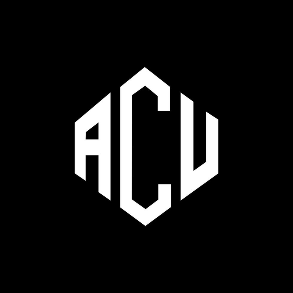 acu letter logo-ontwerp met veelhoekvorm. acu veelhoek en kubusvorm logo-ontwerp. acu zeshoek vector logo sjabloon witte en zwarte kleuren. acu-monogram, bedrijfs- en onroerendgoedlogo.