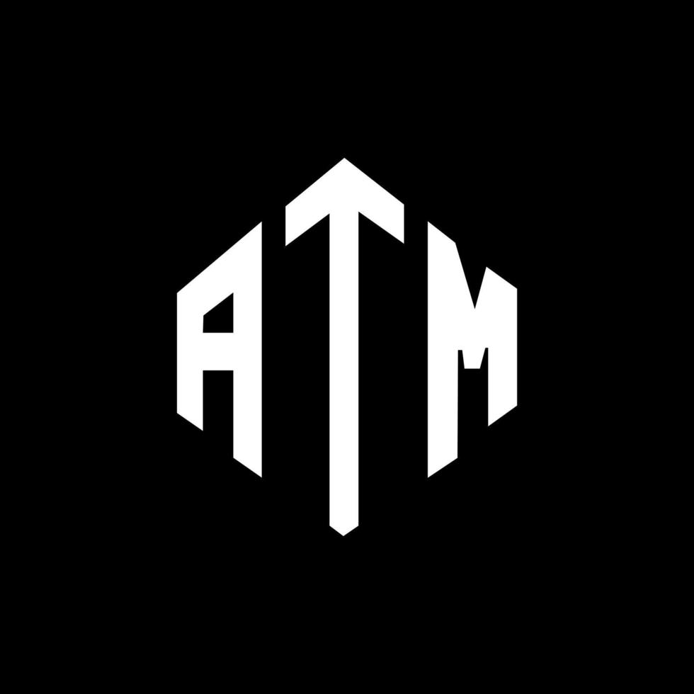 atm letter logo-ontwerp met veelhoekvorm. atm veelhoek en kubusvorm logo-ontwerp. atm zeshoek vector logo sjabloon witte en zwarte kleuren. ATM-monogram, bedrijfs- en onroerend goed-logo.