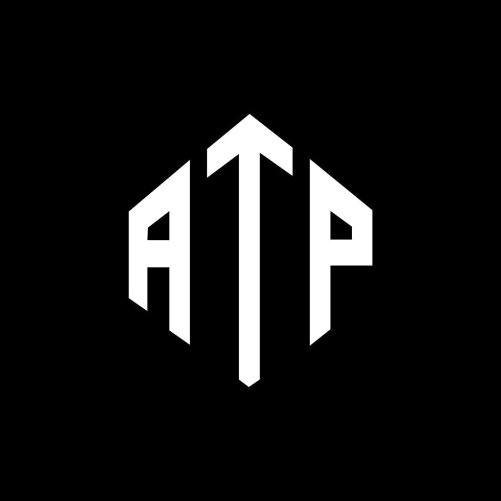 atp letter logo-ontwerp met veelhoekvorm. atp veelhoek en kubusvorm logo-ontwerp. atp zeshoek vector logo sjabloon witte en zwarte kleuren. atp-monogram, bedrijfs- en onroerendgoedlogo.