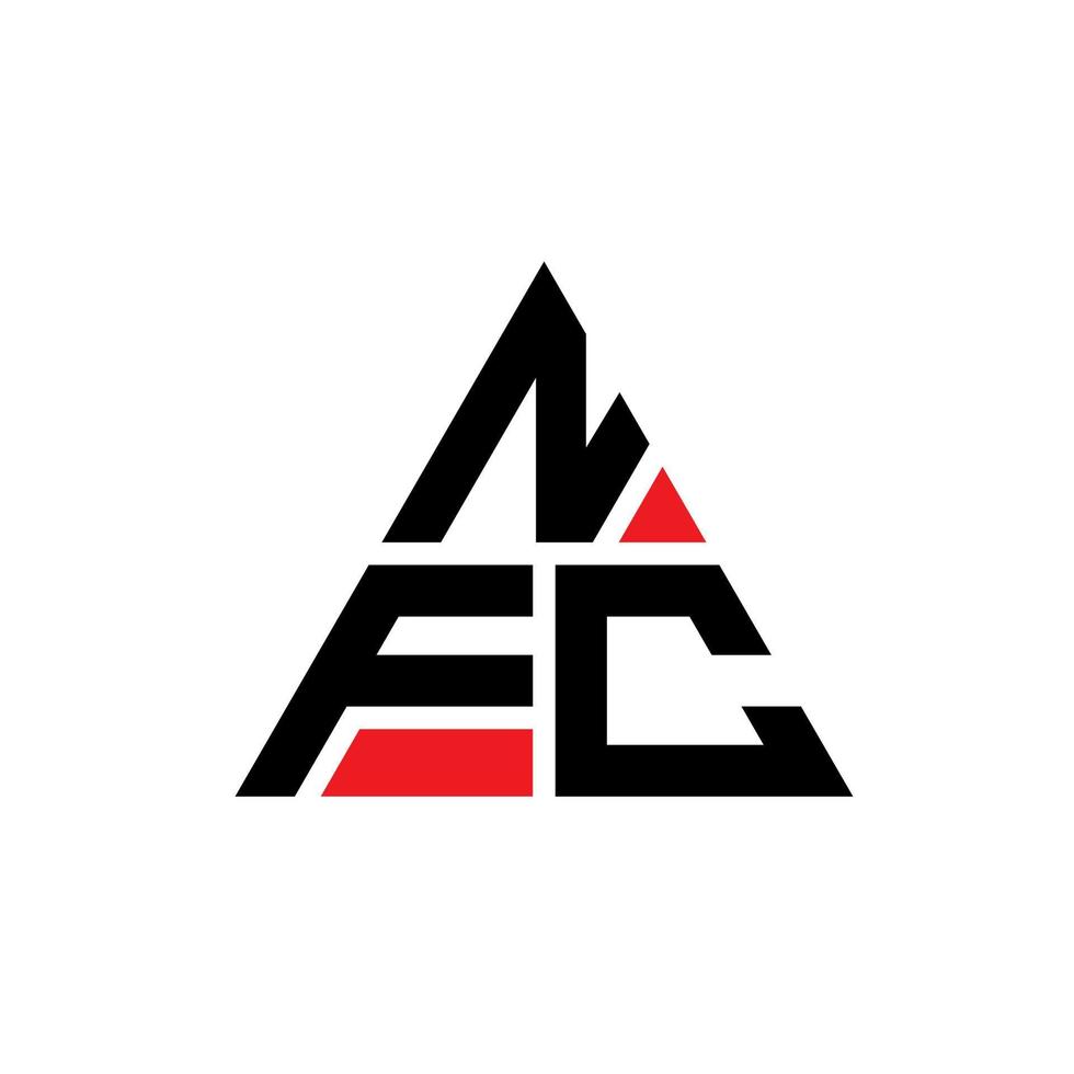 nfc driehoek brief logo ontwerp met driehoekige vorm. NFC driehoek logo ontwerp monogram. NFC driehoek vector logo sjabloon met rode kleur. nfc driehoekig logo eenvoudig, elegant en luxueus logo.