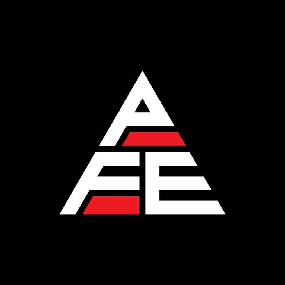 pfe driehoek brief logo ontwerp met driehoekige vorm. pfe driehoek logo ontwerp monogram. pfe driehoek vector logo sjabloon met rode kleur. pfe driehoekig logo eenvoudig, elegant en luxueus logo.