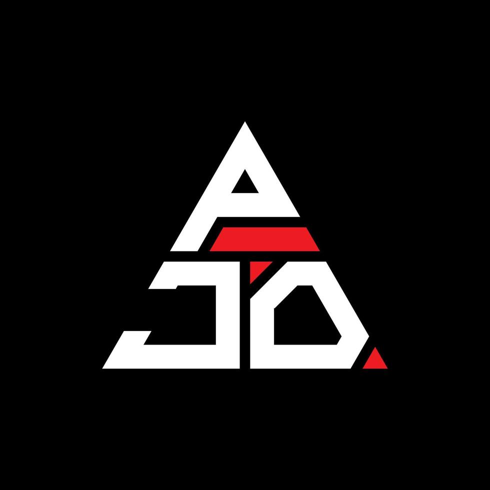 pjo driehoek brief logo ontwerp met driehoekige vorm. pjo driehoek logo ontwerp monogram. pjo driehoek vector logo sjabloon met rode kleur. pjo driehoekig logo eenvoudig, elegant en luxueus logo.